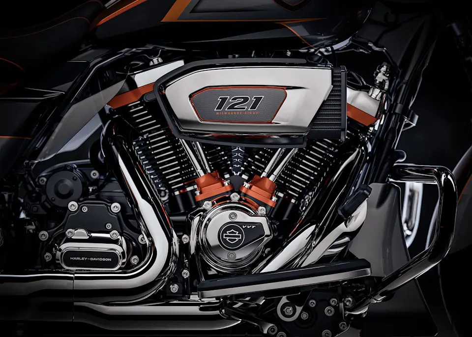 Harley-Davidson CVO Street Glide 2026 Motor Detailaufnahme.