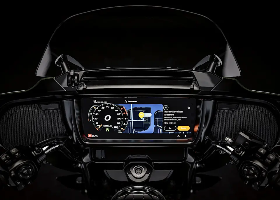 Harley-Davidson 2026 Street Glide 3 Cockpit-Ansicht.